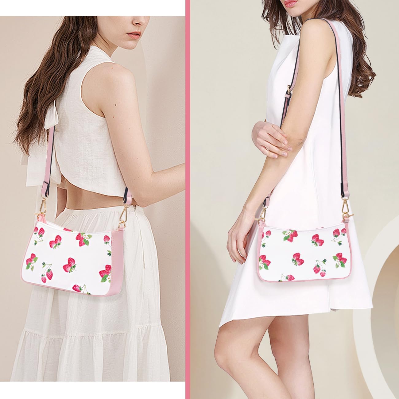 Sunwel Fashion Pink Strawberries Print Mini Purse & Wallet Bundles image 2