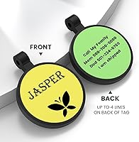 Vista 3 de YEHANTI Etiquetas de silicona grabadas para mascotas, silenciosas y ligeras, impermeables, personalizadas, con hermosos iconos, redondas