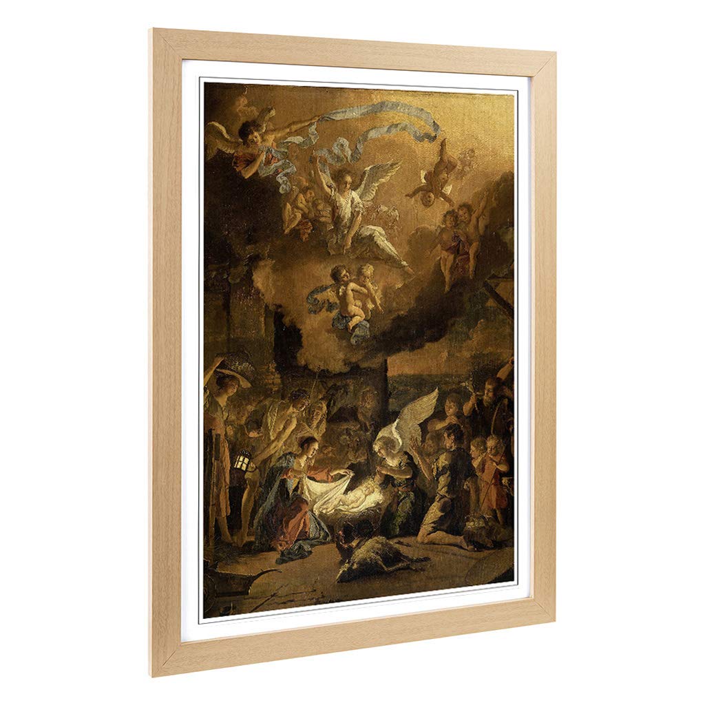 Big Box Art Framed Print of Abraham Hondius The Adoration of The Shepherds Design | Wall Art Picture| Home Decor for Kitchen, Living Room, Bedroom, Hallway, Oak, A2 / 24.5x18 Inch / 62x45cm