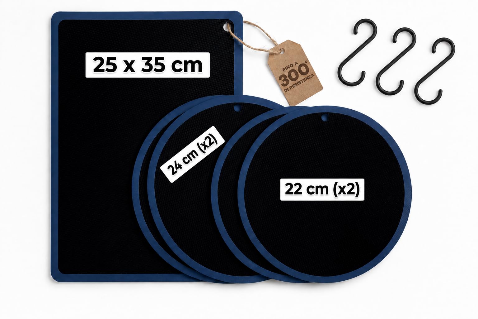 HOM&KITCHEN Tappetini Protezione Piano Induzione Set 5 Pezzi | Silicone + Fibra di Vetro, Fino a 300°C, Antigraffio e Antimacchia, 25x35 cm + 2x22 cm + 2x24 cm, Compatibili Solo Induzione