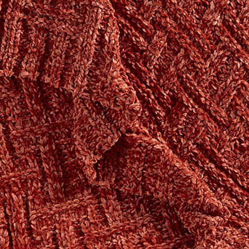 Milvowoc Fluffy Chenille Knitted Throw Blanket 50 X 60 Inch Impressive Texture Rust Chenille Knit Blanket For Bed Sofa Couch Chair And Living Room #TOP6