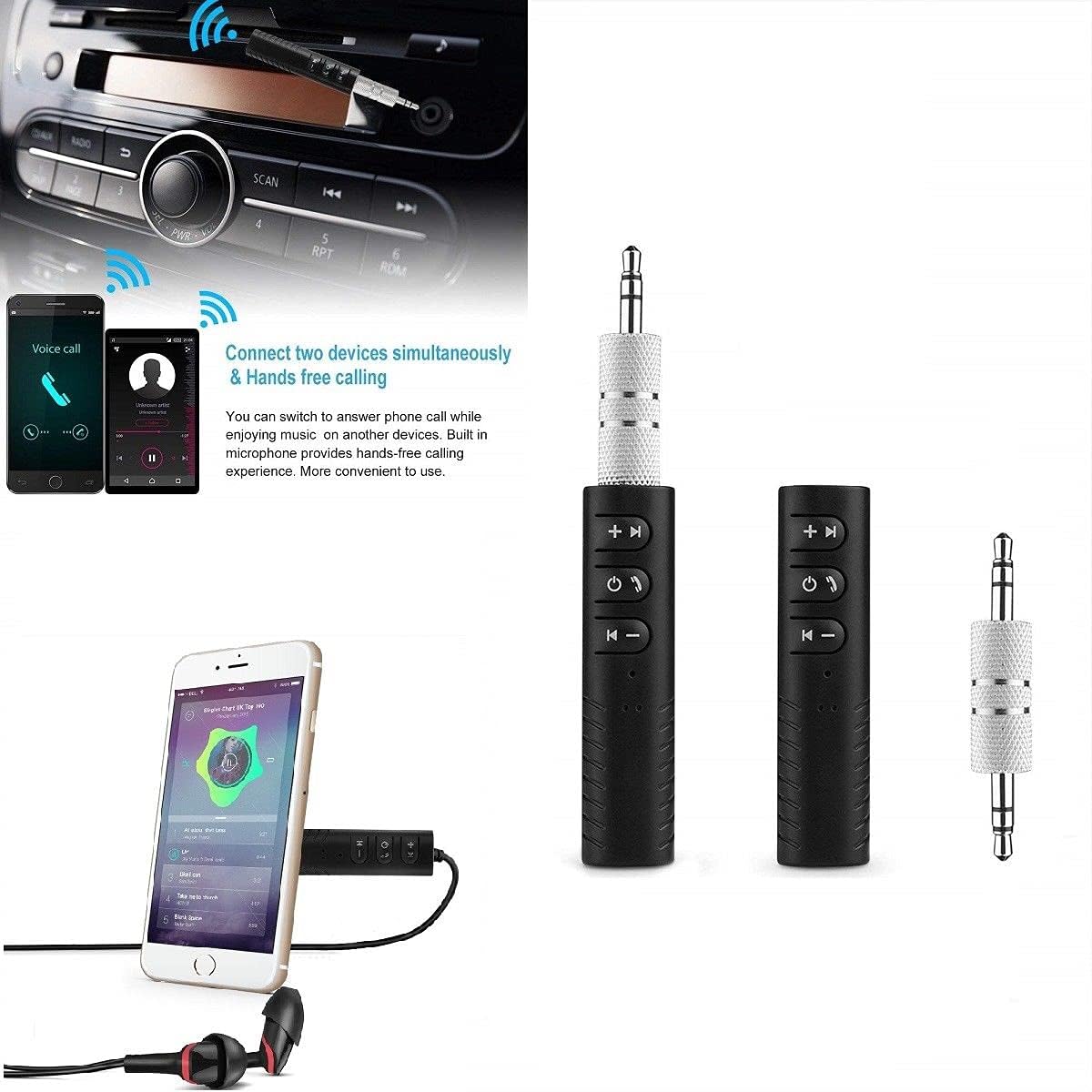 Bluetooth AUX 3.5mm Jack Audio Adapter for PC Laptop, Sound Wireless Audio Dongle for Headphones Speakers Car Audio