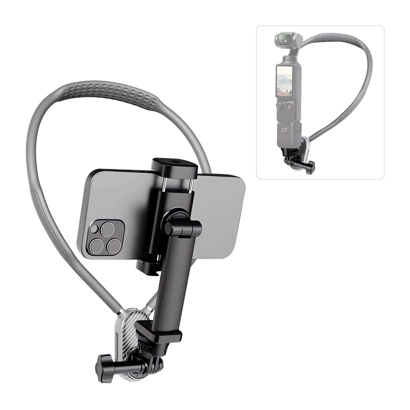 Mechrig Quick Release Neck Cell Phone Holder for Smartphone and Action Cameras – Hands-Free POV/Vlog Neck Holder Compatible with iPhone Android GoPro