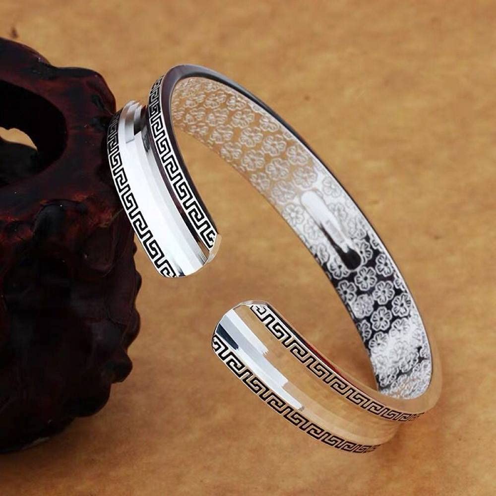 Braccialetti a Catena con Polsino in Argento Sterling Moda, Bracciale in Argento Sterling 925 da Donna Bracciale con Polsino Cinese Vintage Gioielli in Argento da Donna