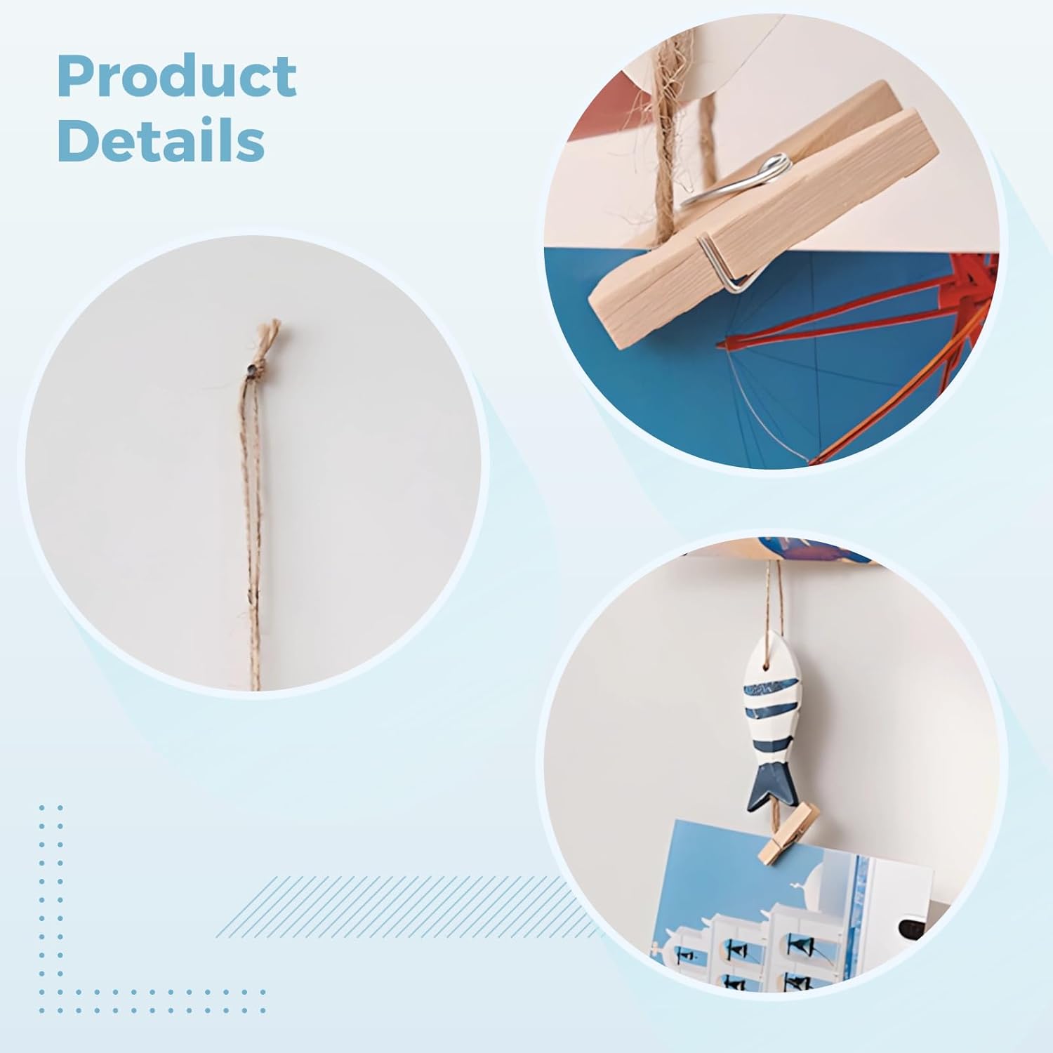 Generic 4 Pcs Photo Note Creative Clips for Wall, Picture Hanging Clips with Modern Minimalist Design, Two-Tone Striped Wall Decor Clips for Home and Office