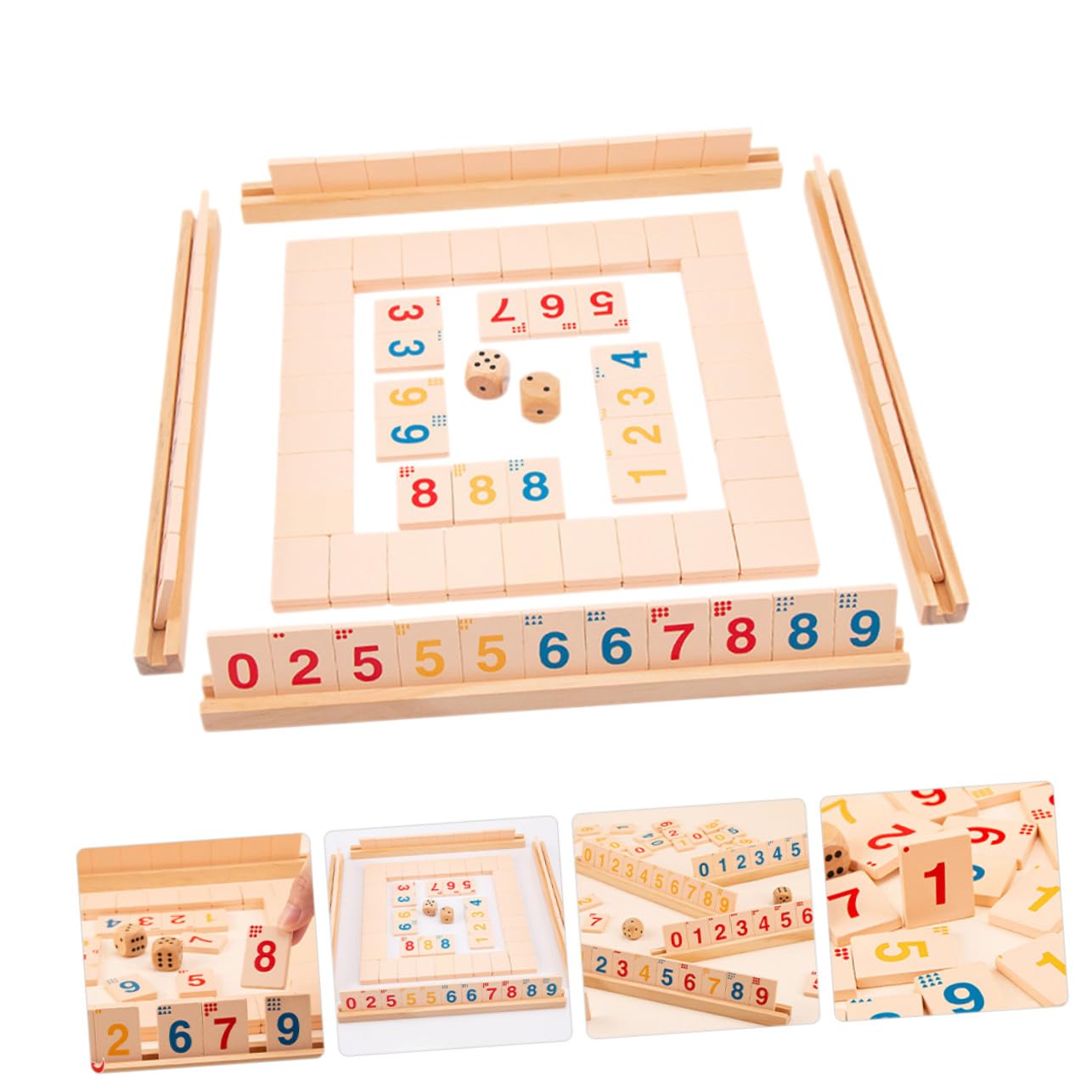 Jeu de Société en Bois « Fermer la Boîte » pour Adultes et Garçon et Filles Plateau 4 Voies Jeu Mathématique Éducatif pour Soirée et Voyage 1 Set Compact