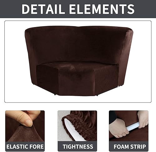 Miniatura 2 de LiveGo Funda seccional de esquina, pieza de esquina, funda reversible en forma de L, funda seccional elástica de terciopelo, protector de sofá
