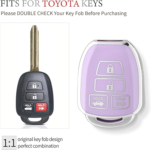 Miniatura 2 de OFFCURVE Funda para llavero de automóvil Toyota, funda para llave de automóvil para Toyota Corolla 2014 2015 2016 2017 2018 2019 Camry 2014-2017