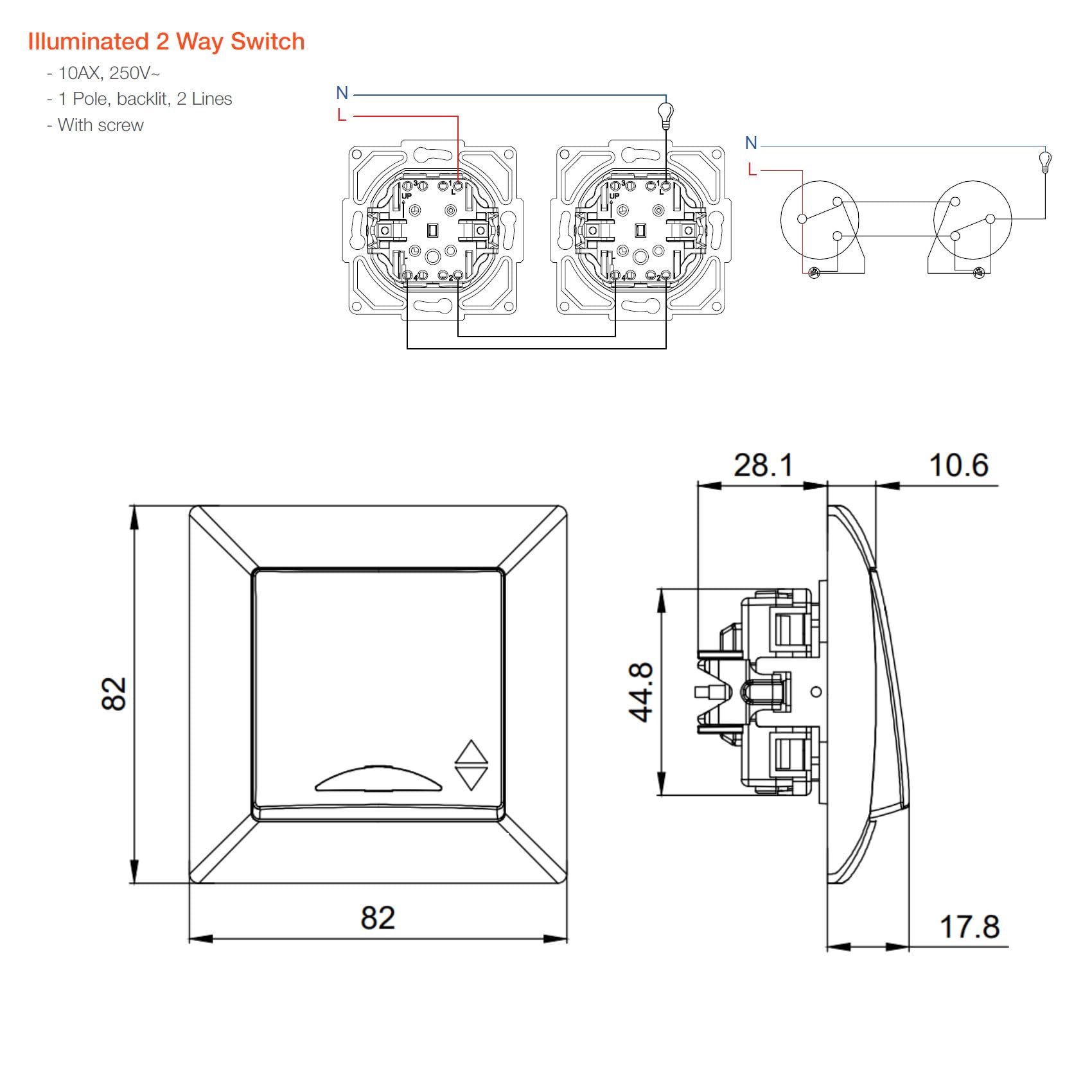 6er Pack, Unterputz Wechselschalter, LED, All-in-One, Serie G1 reinweiß