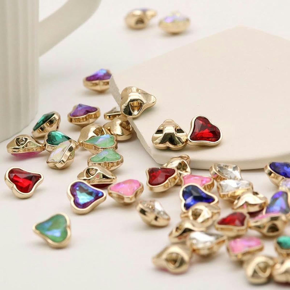 11 mm 50 pezzi serie cuore pesca CRYSTAL bottoni a forma di cuore dorato con strass in metallo per cucire bottoni con gambo strass-cuore CRYSTAL rosso-50 pezzi 11 mm