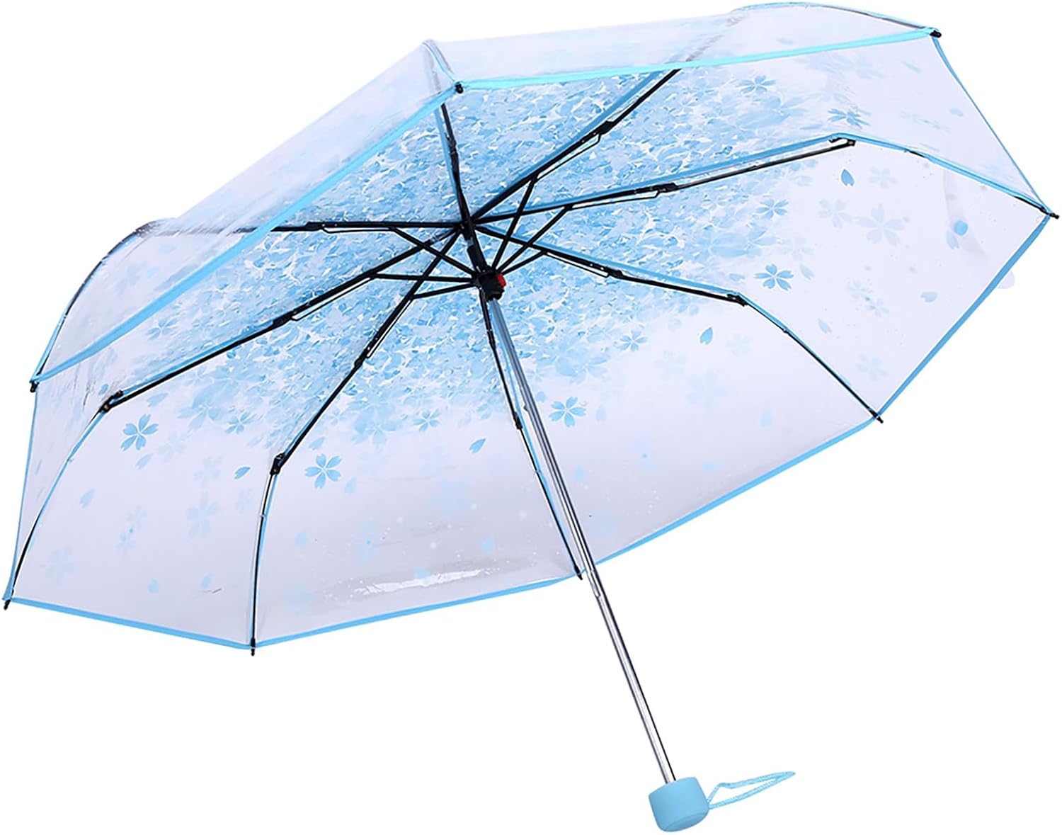 Plastic Transparent Folding Light Purple Cherry Flower Blossom Umbrella, Travel Clear Floral Rain Umbrella Outdoor Fashionable Windproof for Adult Kids Girls Princess Women - Image 5