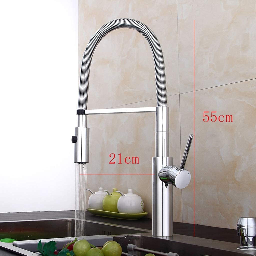Rubinetto da Cucina Moderno Cromato Estraibile con beccuccio Girevole a Molla, Elegante Miscelatore per Bar e Bagno, Design Raffinato per Un Facile utilizzo e Una funzionalità migliorata.