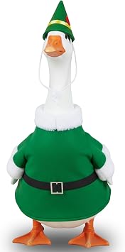 HOMEZZO Christmas Porch Goose Outfits, Christmas Lawn Goose Statue Costume, Green Dress and Hat for Outdoor Garden Yard Patio Decor