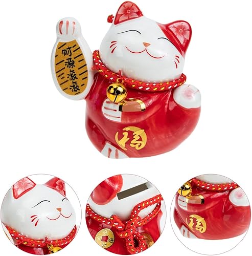 Miniatura 9 de Tofficu Lucky Cat - Hucha japonesa de Maneki Neko, figura de cerámica para ahorrar dinero, tarro de almacenamiento para graduación, fiesta de