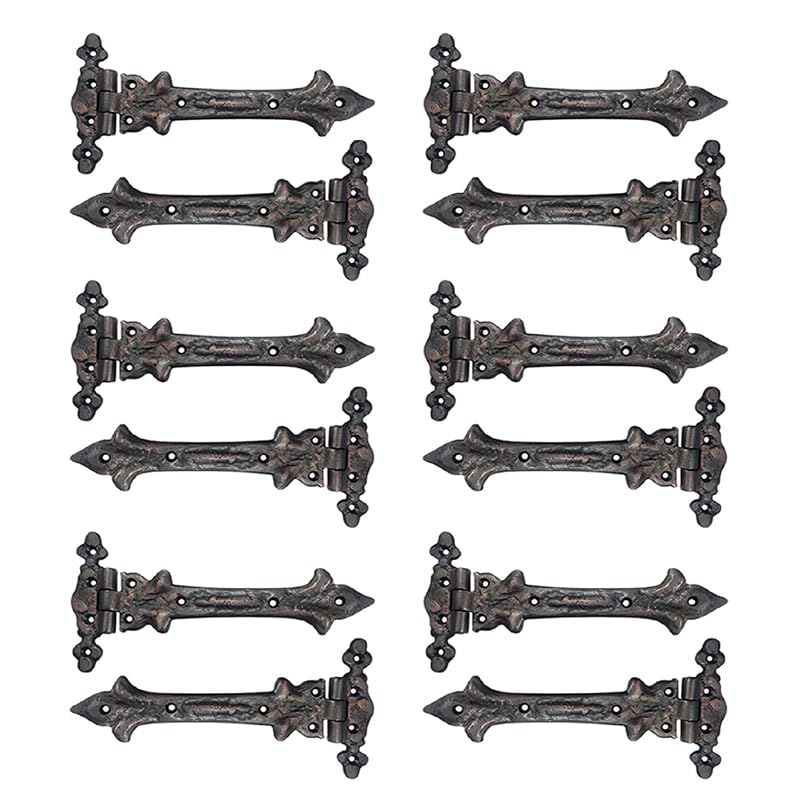 Image of Adonai Hardware Adonijah Antique Cast Iron Strap T Hinge (7.9 inch x 12 Pack, Oil Rubbed Bronze) for Barn Doors, Gates, Kitchen Cabinets, Sheds, Wooden Box, Furniture, Cedar Chest and Trunks