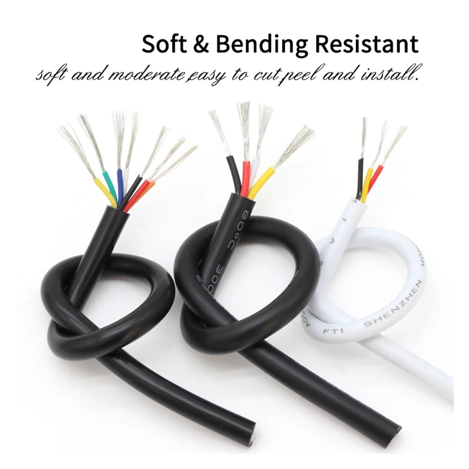 Drut elektroniczny, UL2464, osłonięty kabel miedziany, 2, 3, 4, 5, 6, 7, 8, 9, 10 rdzeni, elektroniczny kabel audio (BK 26AWG, 10M-9 CORES)