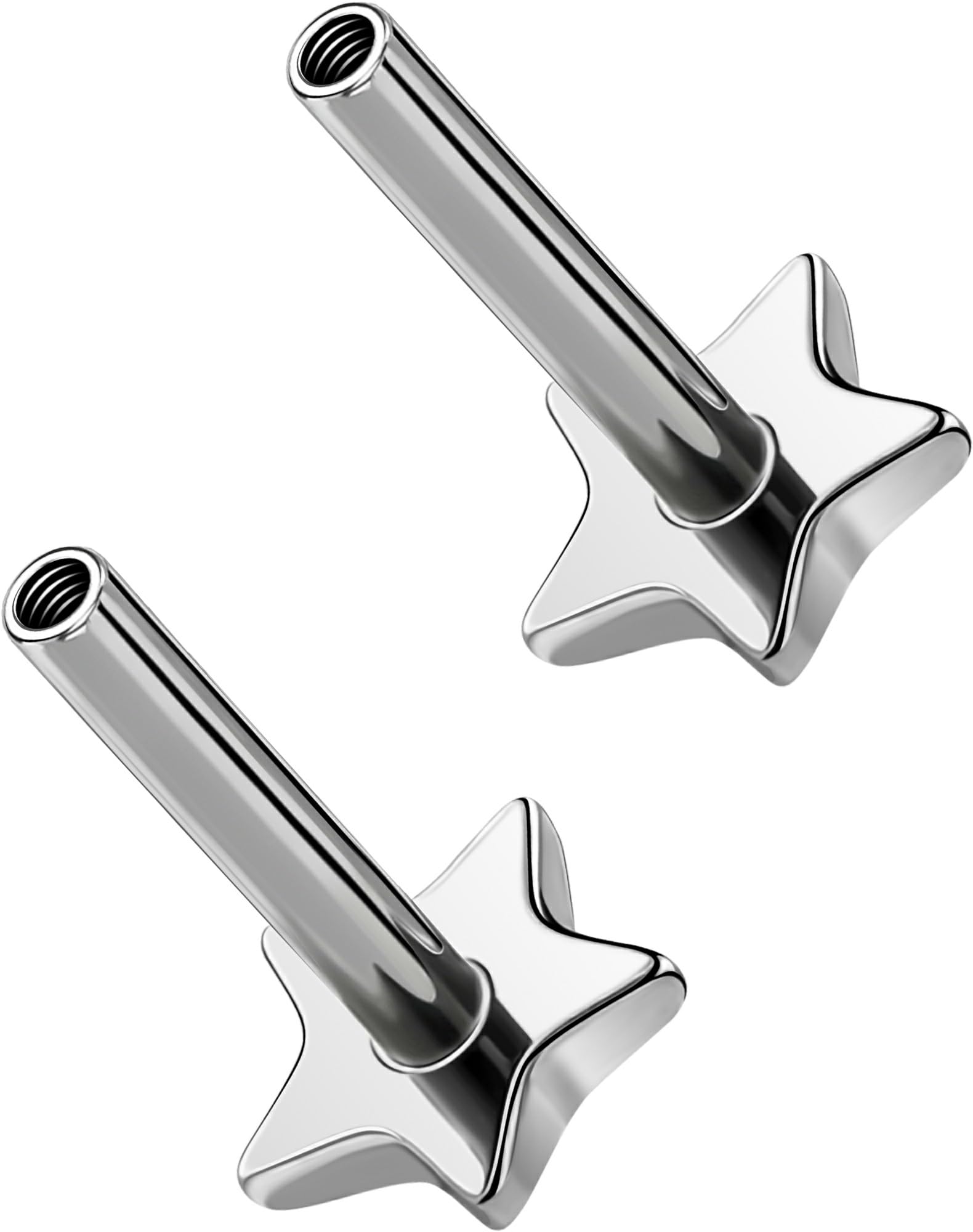 G23 Titanium Flat Back Post (Post Only), Threadless Push Pin &amp; Internally Threaded, 16G/18G/20G, 4.5-14mm, Silver/Gold/Black, Round/Heart/Star/Flower Base for Nose, Helix, Tragus
