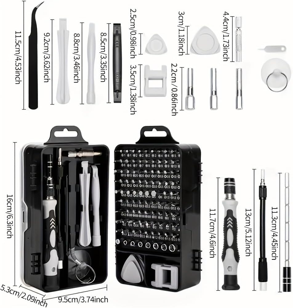 115-in-1 Precision Screwdriver Set, Electronics Drive Tool Kit Micro Magnetic Screwdriver with Flexible Shaft for Phone, Mac, Computer, Watch, Console, Doorbell, Electronic, Tools Gift