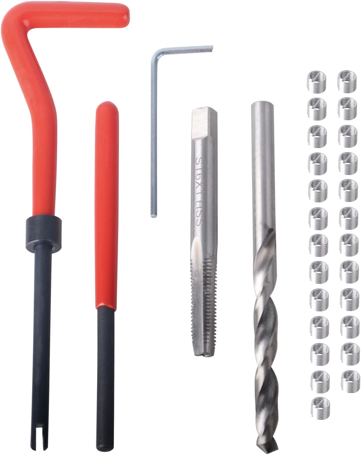 Thread Repair Kit M6x1.0mm Helicoil Restoring Thread Repair Tools Wire Insert Kit Compatible Hand Tool Set for Auto Repairing
