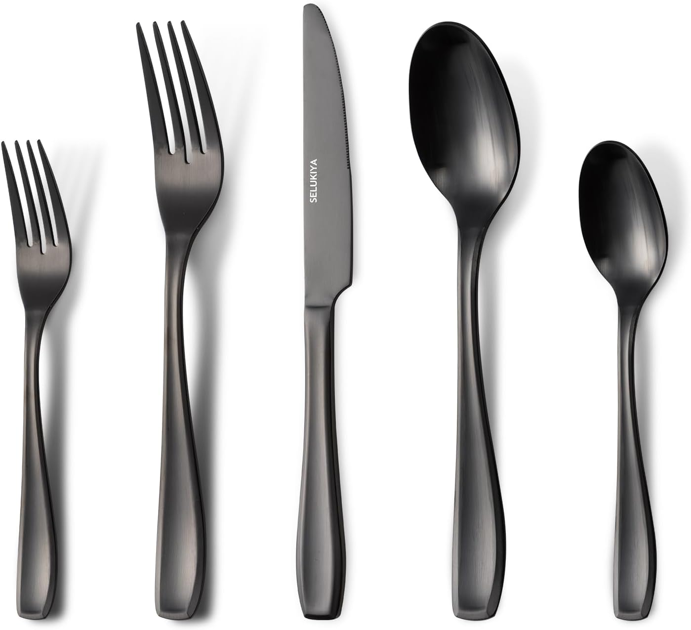 Silverware Set for 4, 20 Piece Heavy Duty Stainless Steel Flatware Set, Satin Finish Cutlery Utensil Set, Dinner Fork Knife Spoon Tableware Set for Home Kitchen, Dishwasher Safe, Matte Black