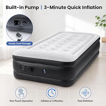 Single Air Mattress with Built-in Electric Pump