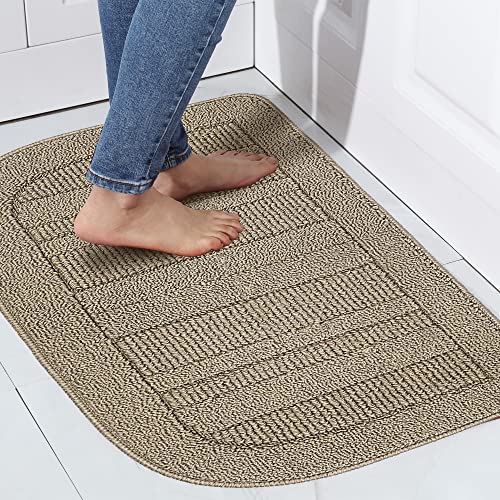 Beqhause 30X18 Inch Kitchen Rug Mats, Durable Anti-Slip Absorbent Dirt-Resistant Kitchen Rug Pet Mat Machine Washable (Beige) #TOP6