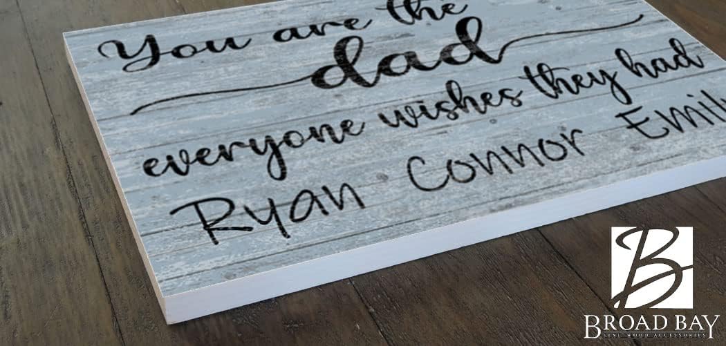 You Are The Dad Everyone Wishes They Had Sign Custom with Children's Names - Solid Wood - Wall Art 16.5in x 10.5in (Blue)
