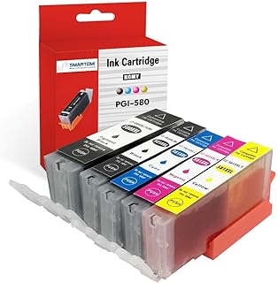 SMARTOMI 5PK PGI-580 XXL CLI-581 XXL Compatible Ink Cartridges Multi-Pack Canon pgi-580 Black cli-581 CMY Ink for used with Canon Pixma TS9150 TS9155 TS8150 TS8151 TS6151 TS6150 TR7550 Series Printers