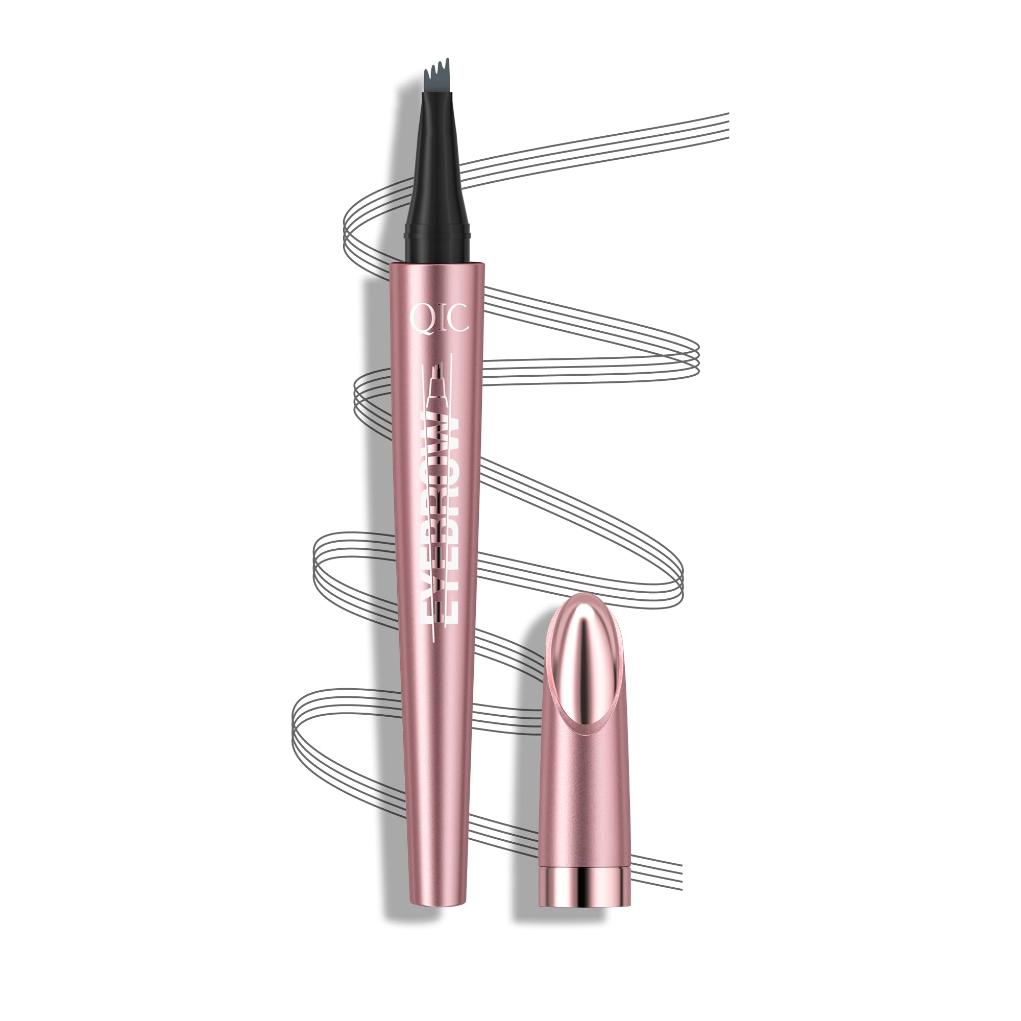 QIC Augenbrauenstift, Microblading Eyebrow Pencil, Wasserfest & Langanhaltend, Präzises Nachzeichnen für Natürliche & Volle Augenbrauen, Cruelty-Free (03 Grey)