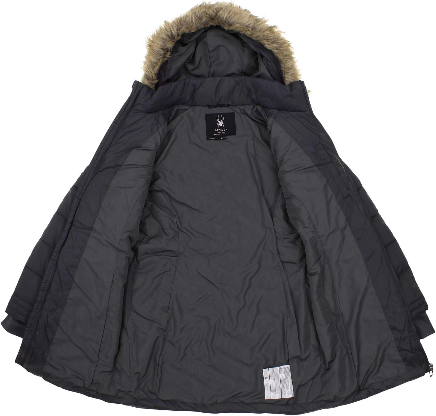 Spyder Women's Boundless Faux Fur Long Puffer Coat, Polar Medium