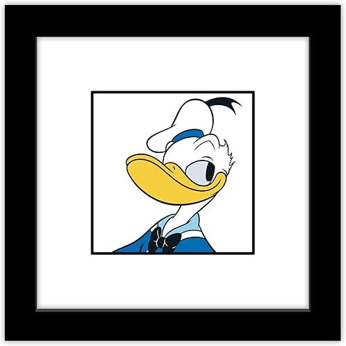 Trends International Gallery Pops Disney Mickey and Friends - Arte de pared sonriente de Donald Duck Expressions, versión enmarcada en negro, 12 x