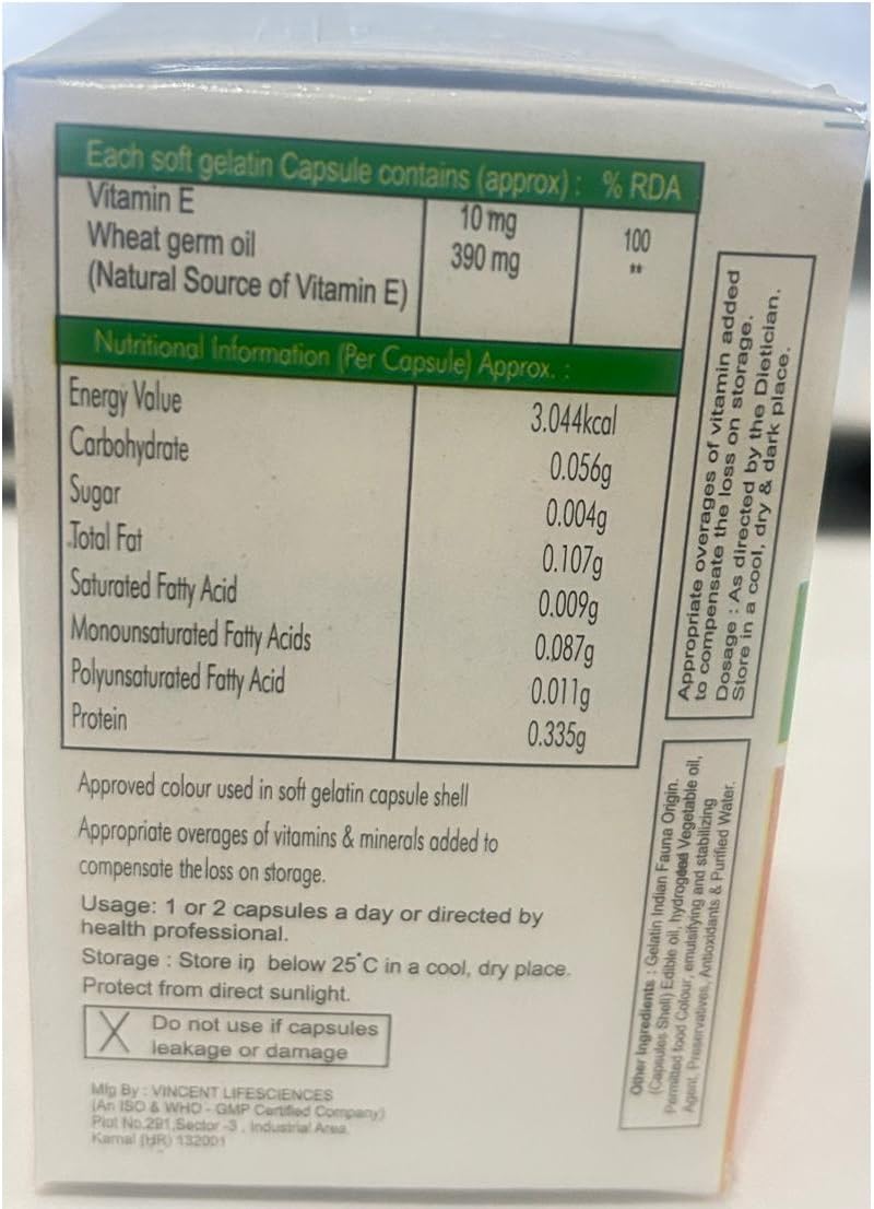 KORMESIC Vitamin E Capsule for Face and Hair | 100% Natural Vitamin E Supliment Capsule 5x10 (50 Capsule) 2