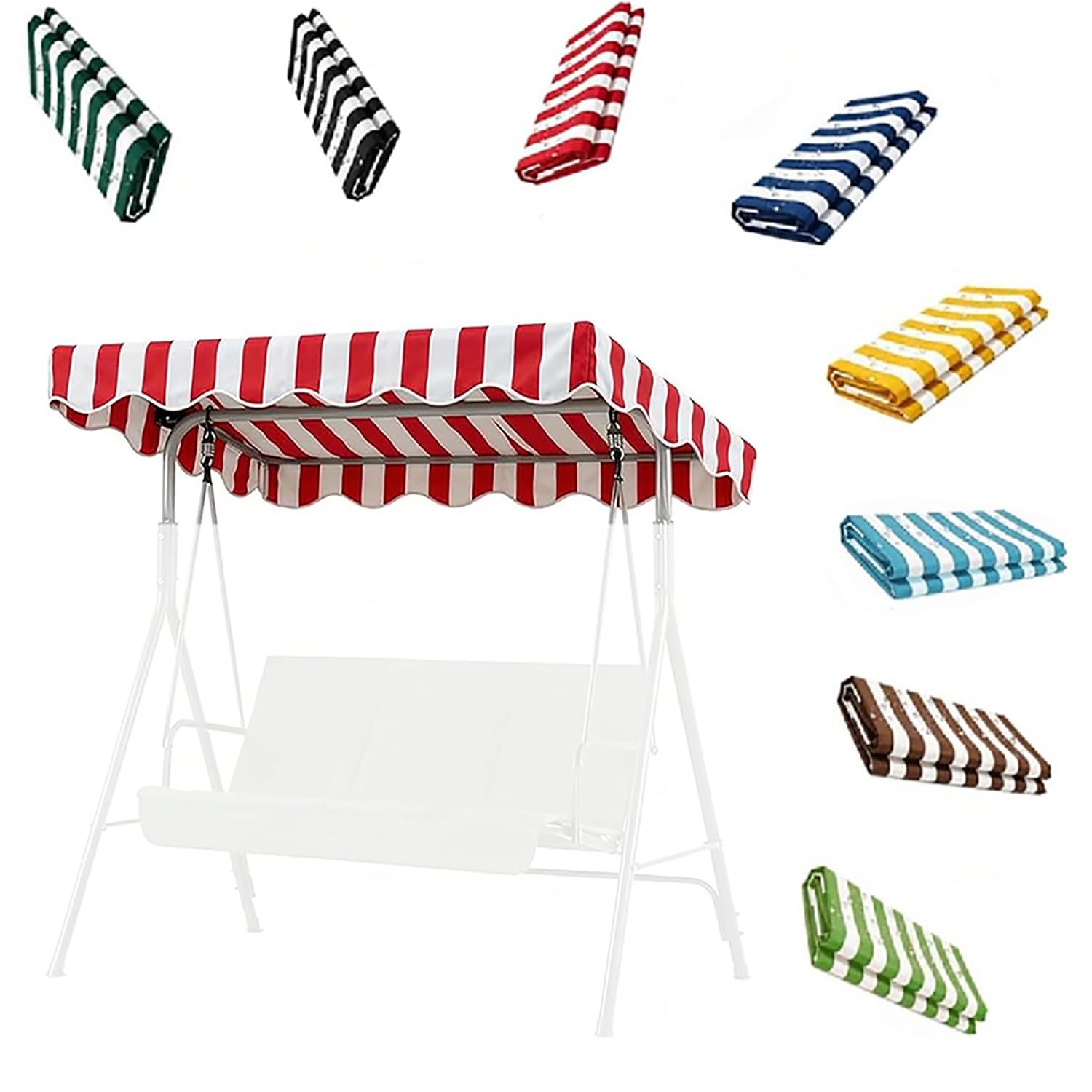 YCXHGK Outdoor Patio Swing Striped Canopy Replacement Cove, Stripe Porch Swing Replacement Top, Awning Cover for Garden Beach Poolside Furniture(Red,164x114cm/64.6x44.9in)