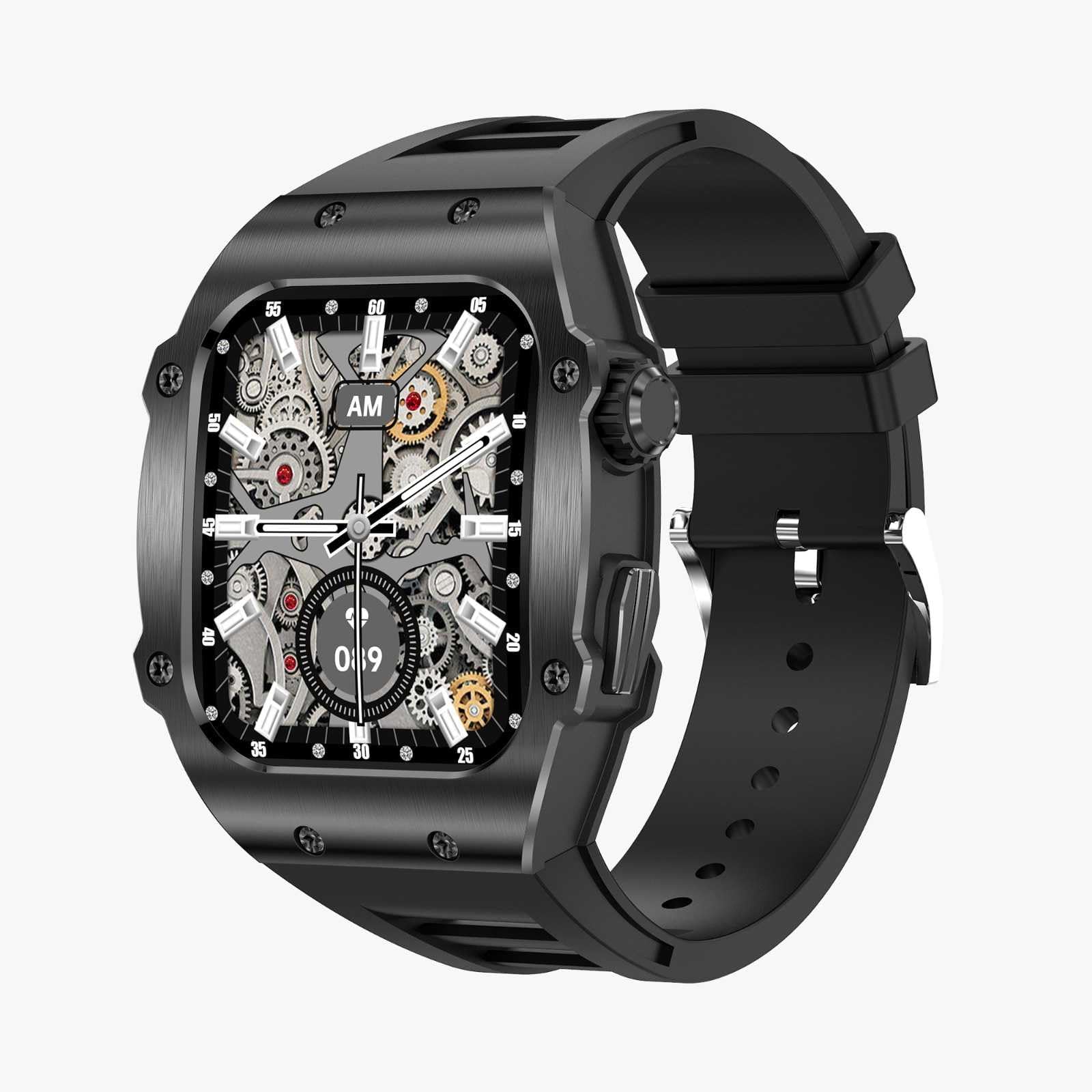 Green Lion Antonio James Smart Watch , 24H Auto Heart Rate Monitor,400 mAh, 15 Days Standby Time, 5.2/BT3.0 Bluetooth Calling, IP67 Waterproof, 1.85 Inch Display, Storage 128MB (Black)