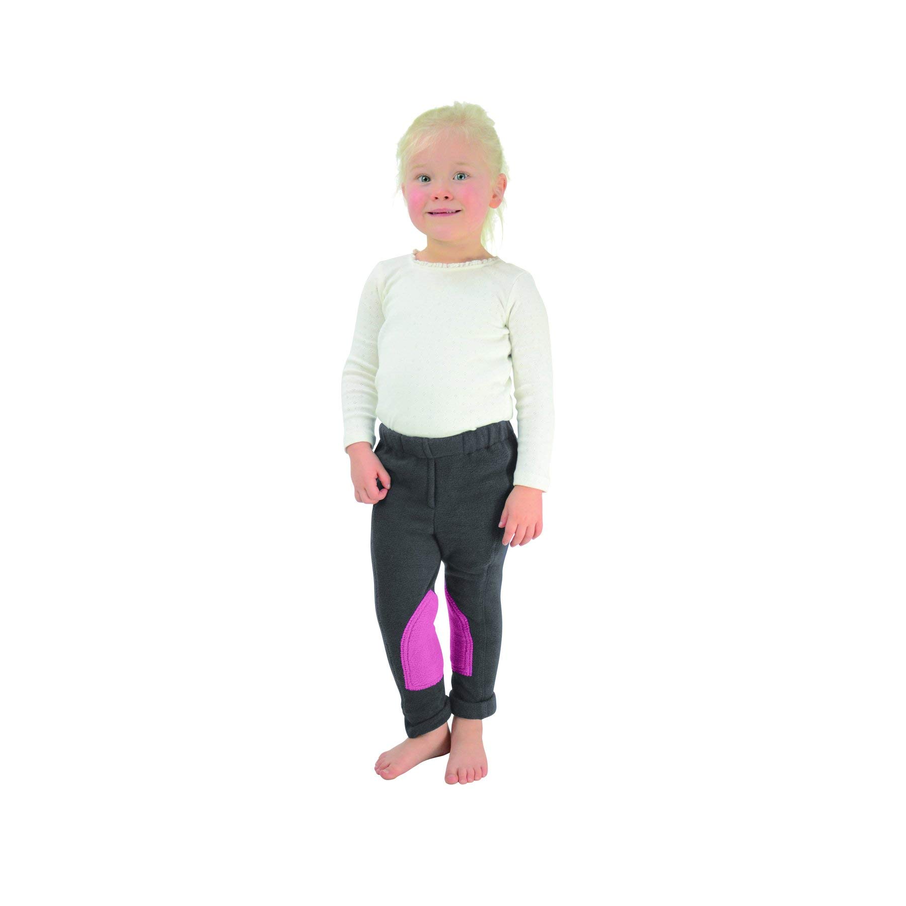 HY Fleece Tots Kids Jodhpurs Medium Grey Pink