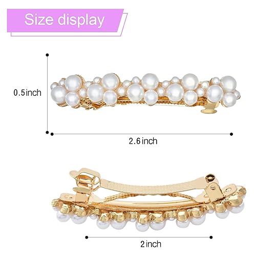 Miniatura 2 de Pasadores de pelo vintage con perlas, pinzas de cristal brillantes para el cabello de boda, diseño francés, para novia, diamantes de imitación,