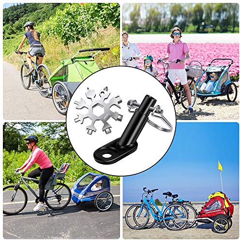 Vacoulery Fahrradanhänger Kupplung, 2 Stück Fahrrad Anhängerkupplung mit Sicherungsstift für Kinderanhänger Fahrradanhänger Hundeanhänger Traktionskopf mit Schneeflocke Multi-Tool 18-in-1