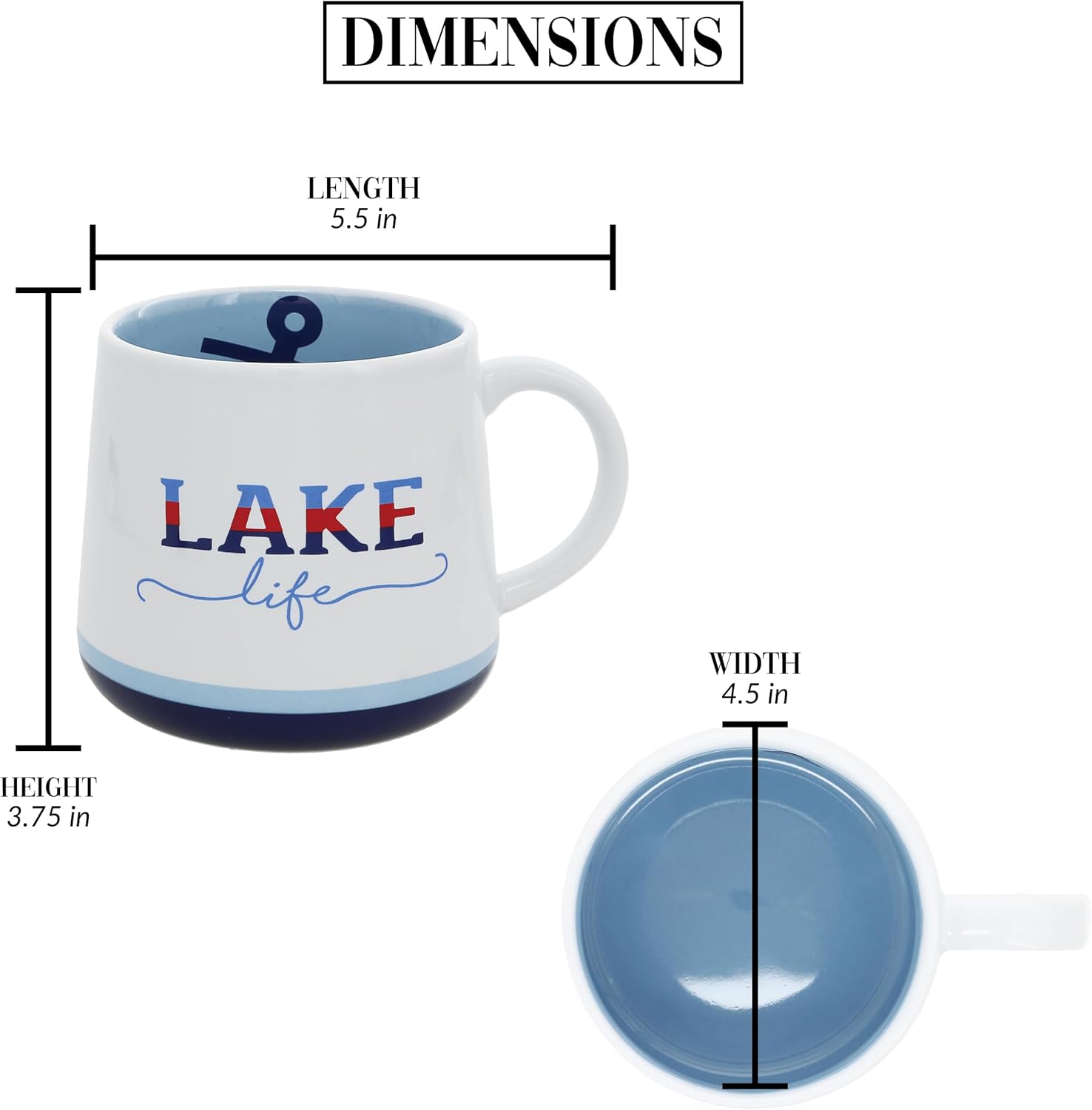 Pavilion Gift Company - Lake Life - Anchor - 18 oz Waterfront Cottage Tea Cup Coffee Mug Lifestyle Adventure Outdoorsy Cottage Drinkware - Image 6