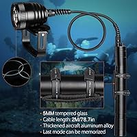Vista 2 de SecurityIng DF05 3000LM - Luz de buceo con bote primario, 3 LED de buceo, linterna subacuática de 492 pies/492.1 ft con cable de 6.6 ft para buceo