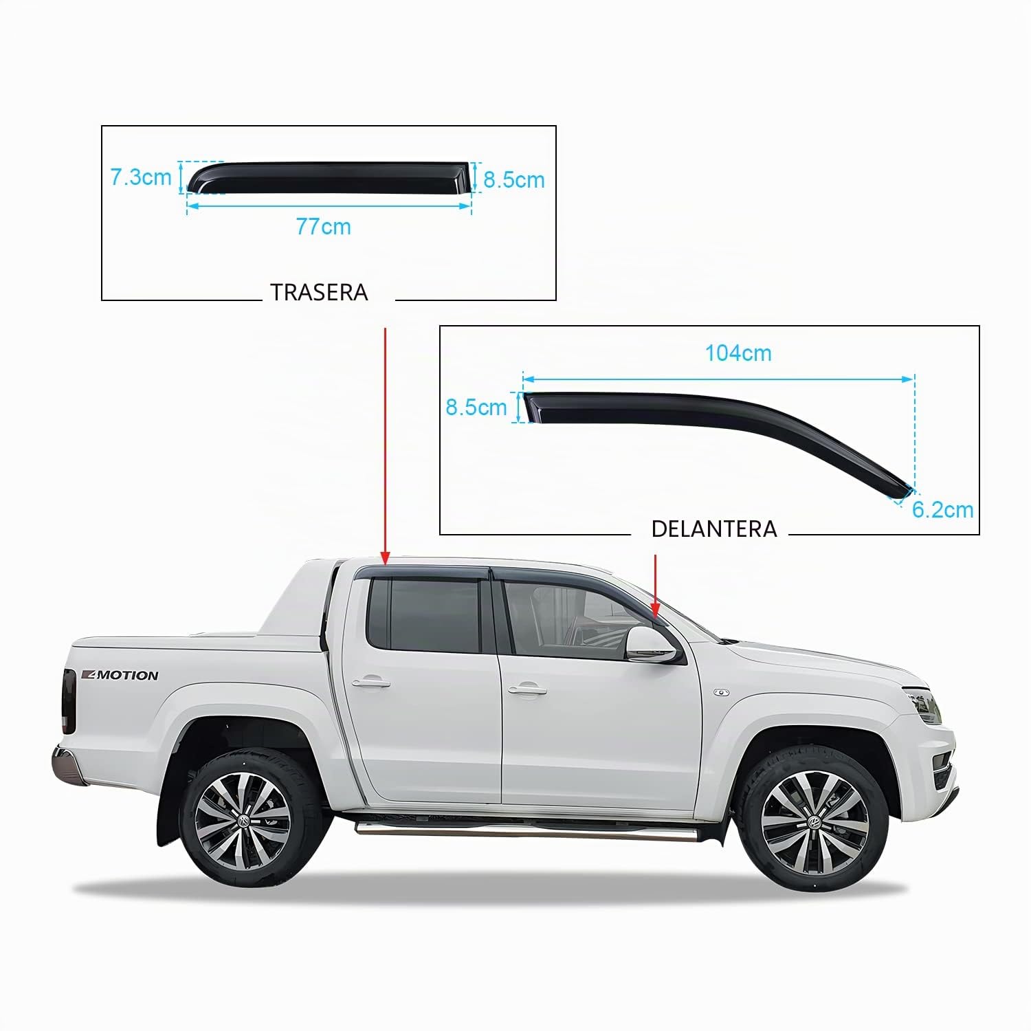 Deflectores de Aire Deflector de Viento para Volkswagen VW Amarok 2009-2022 V6 Derivabrisas Aventura Trendline Startline Highline Doble Cabina Deflector de Lluvia (Amarok 2009-2022)