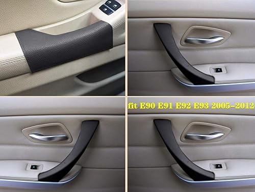Miniatura 5 de Apto para BMW 3 Serise E90 E91 Manija de puerta interior de piel Accesorios negro