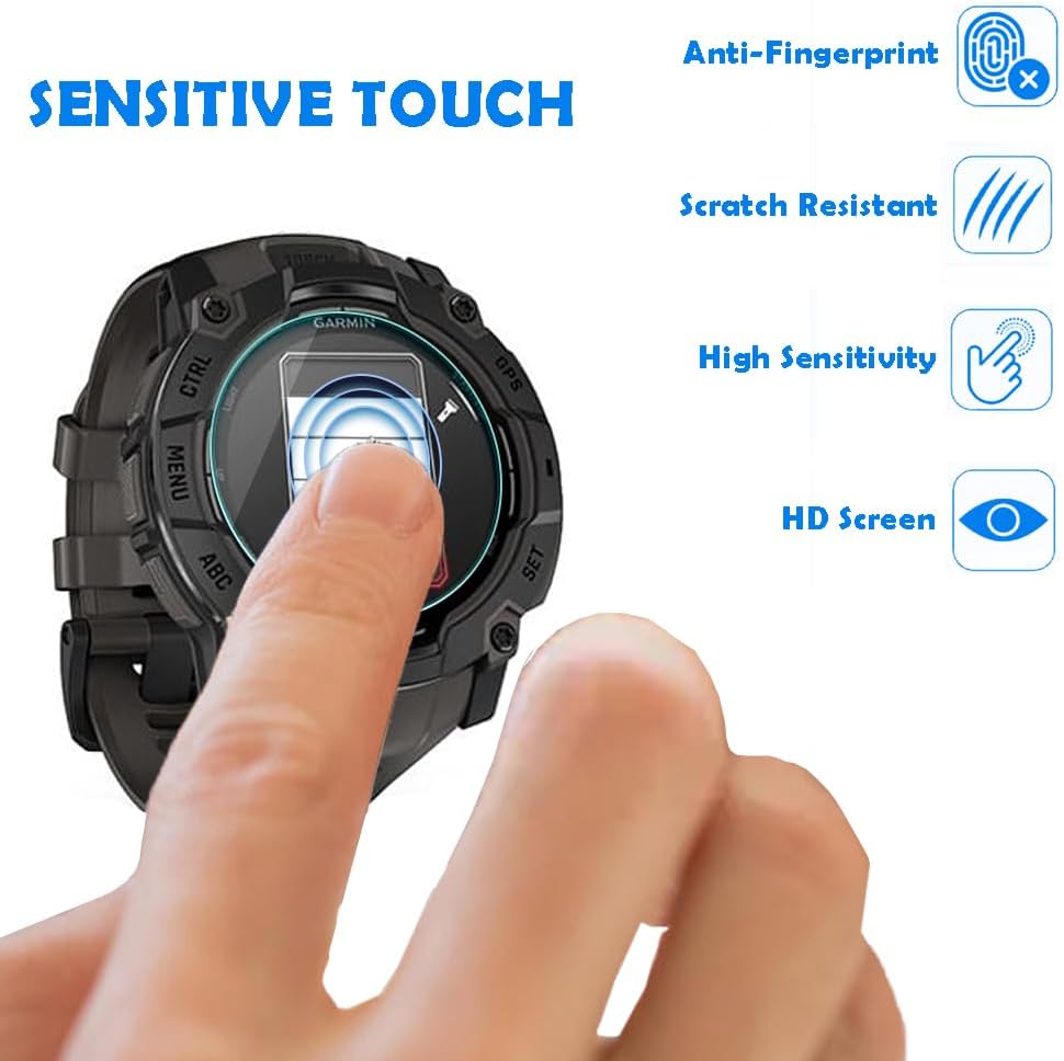 watch screen protector + watch case cover for garmin instinct 3 45mm, [3-packs] tempered glass film & soft tpu bumper, anti-scratch, bubble-free, hd clear, shockproof protection (black)