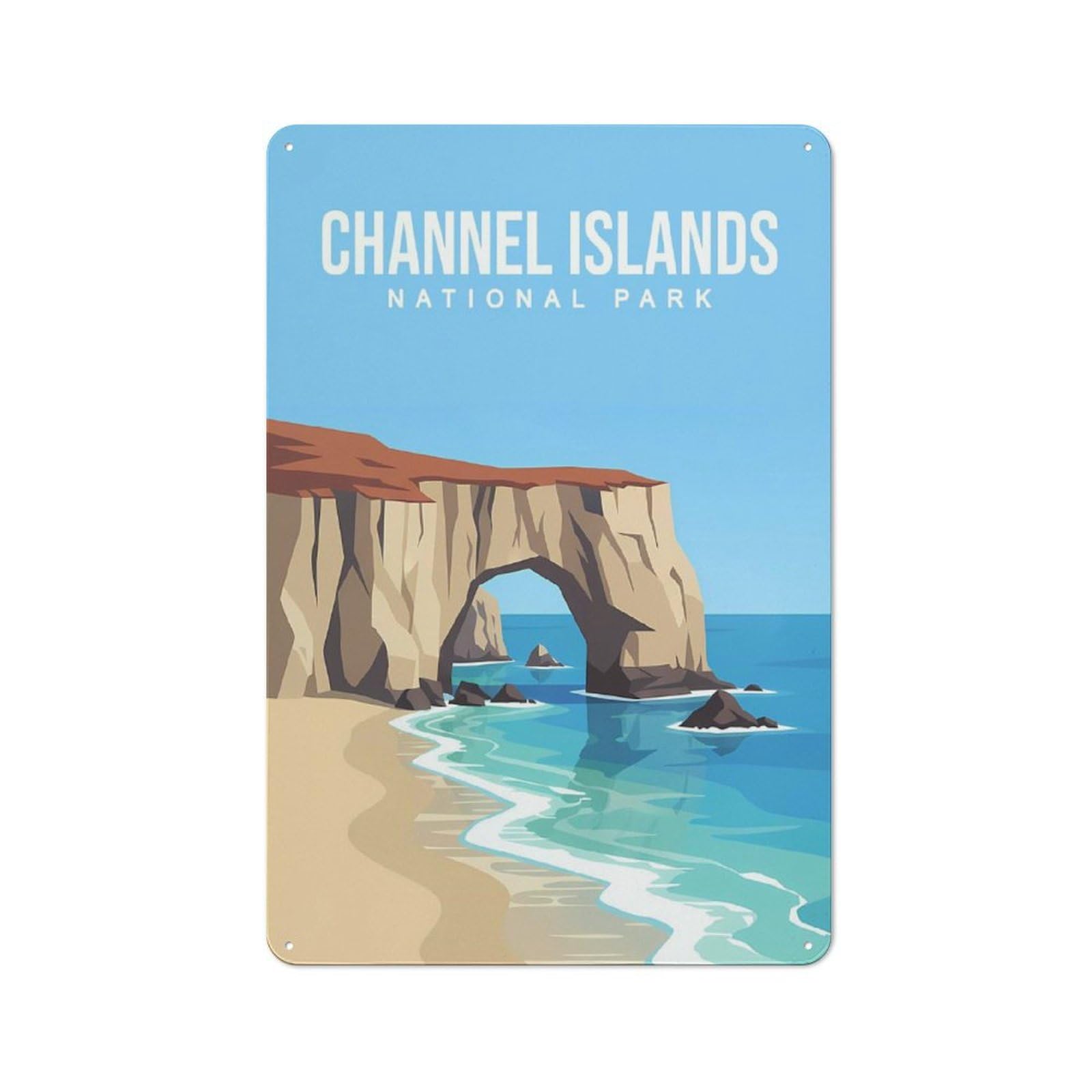 Junmoney Style-20 Metal Wall Sign 30X20cm Featuring Channel Islands National Park (2) For Workshop Wall, For Room Styling Across Workshops And Hobby Rooms