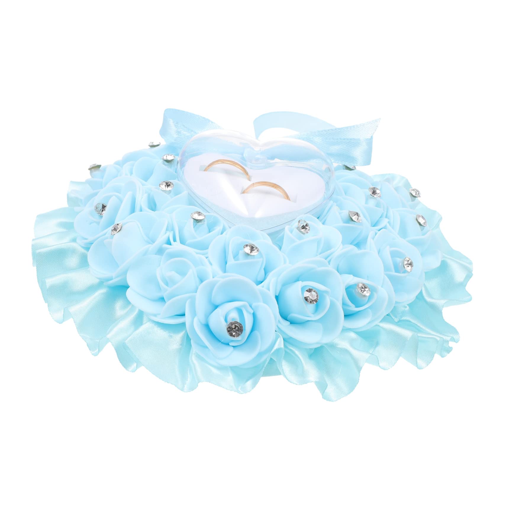 Veemoon Heart-Shaped Rose Flower Box Elegant Storage Case Rhinestones for Weddings Proposals and Anniversaries Romantic for Couples Water