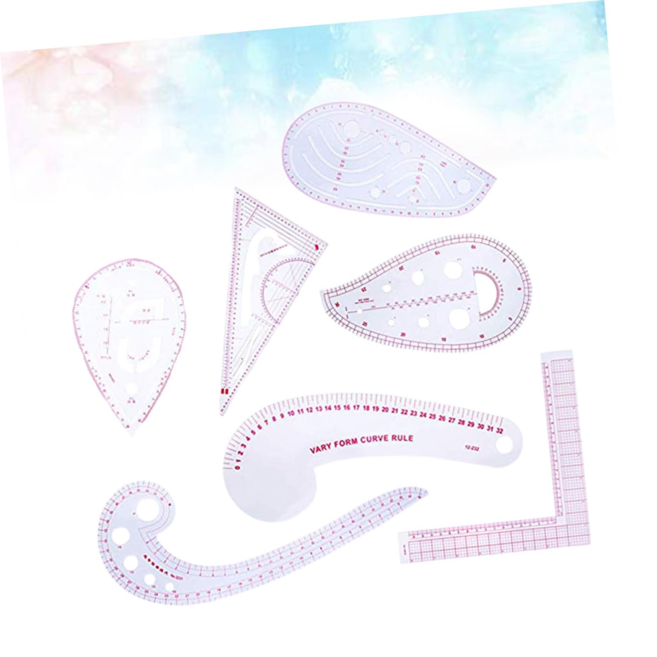 SHINEOFI 7 Piezas Reglas de Corte para Costura Herramientas de Medición Reglas Multifuncionales para Patchwork Acolchado Uso el Hogar Medida para Ropa