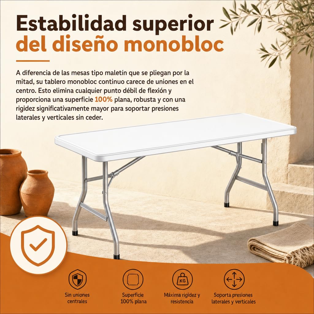 Pack 10 Unidades — Mesa Plegable Multiusos portátil para Eventos, Catering y reuniones en Interiores o Exteriores