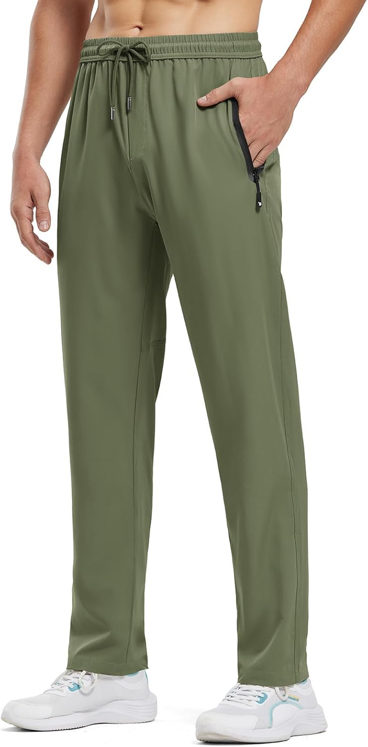 BGOWATU Men's Sweatpants Zipper Pockets Joggers Lightweight Quick Dry Breathable Hiking Pants - Image 2
