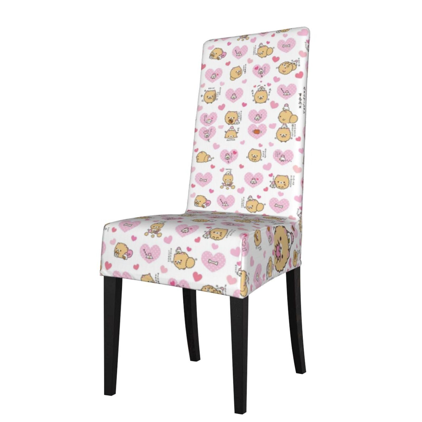 Housse de chaise extensible protection douce et durable imprimé Poméranien