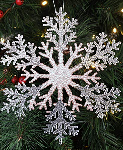 Christmas Concepts® 21cm 8" Large Glitter Decorated Snowflake Decoration - Christmas Baubles (ROSE GOLD, 1)