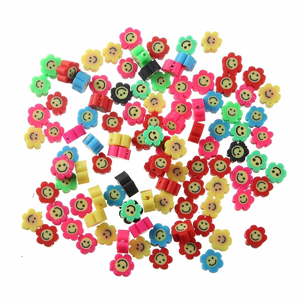 100 Perline Miste In Argilla Polimerica Animali 8-11mm Con Corda Elastica - Accessori Fai Da Te Per Bracciali E Collane - 5